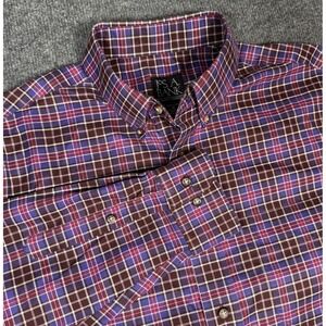 Jos A Bank Traveler Collection Plaid Button Down Shirt Men M Purple Tailored Fit